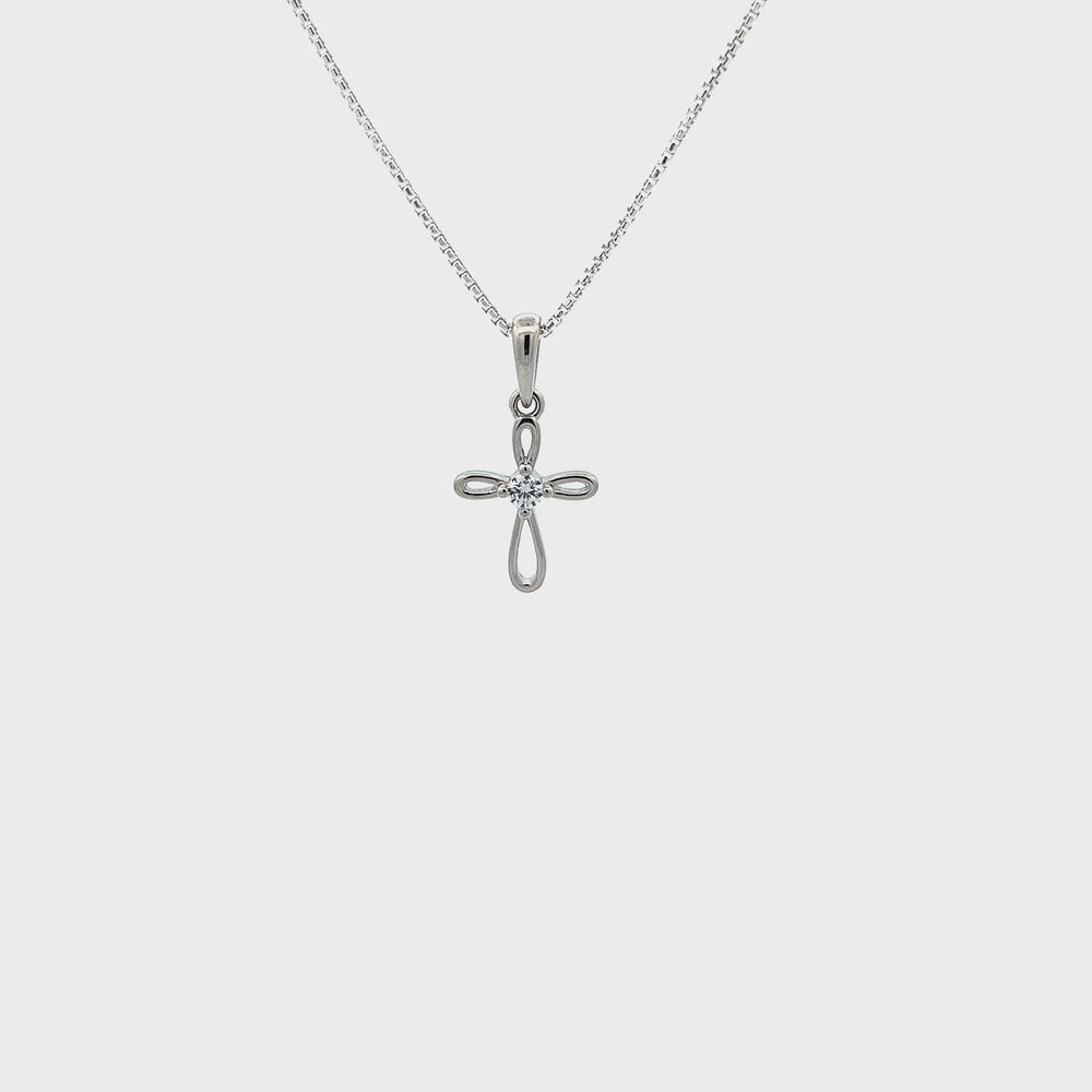 Heather Needham Children's Sterling Silver Cross Necklace on 14